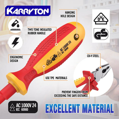 Pro Grade 1000V Insulated Electrician Tool Set 14 Piece VDE Certified Heavy Duty screwdriver with ergonomic handle design