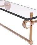 Clearview Collection 16 Inch Glass Shelf With Towel Bar And Dotted Accents In Brushed Bronze Three Eighths Inch Tempered Glass
