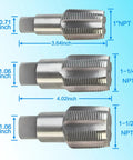 3-Piece NPT Pipe Tap Set For 1-In, 1-1/4-In, And 1-1/2-In Pipe Fittings, Carbon Steel Hand Threading Taps For Accurate Threads