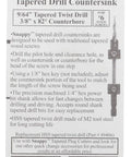 Rugged Hss Countersink Drill Bit Engineered For Six Wood Screws Delivers Slick 9/64 Inch Pilot Hole And Crisp 3/8 Inch 82 Degree Counterbore Paired With A Knockout 1/4 Inch Hex Shank packaging side view.