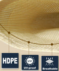 Close-up of HDPE fabric of Rectangle Sun Shade Sail 10 By 13 Permeable Canopy Yellow Outdoor Shade For Patio Garden Backyard Deck