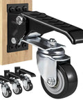Rugged 2.5 Inch Retractable Step Down Caster Wheels Set Of 4 With 165 Lb Capacity Silent 360 Swivel Rollers For Workbenches Tables And Heavy Equipment Easy Side Mount Build No Sweat Setup mounted on a wooden surface.