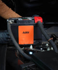 Heavy Duty Silicone Car Battery And Engine Block Heater Pad With Quick Ice Melter Shield mounts flat against battery during installation.