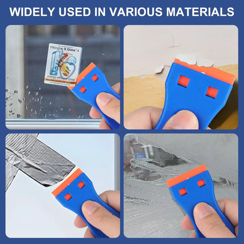 Two Pack Plastic Razor Blade Scraper With Twenty Replacement Blades For Sticker Decal Label Removal On Car Windows And Glass Ergonomic Lightweight Tool For Easy Window Film Scrape And Glue Residue Cleanup