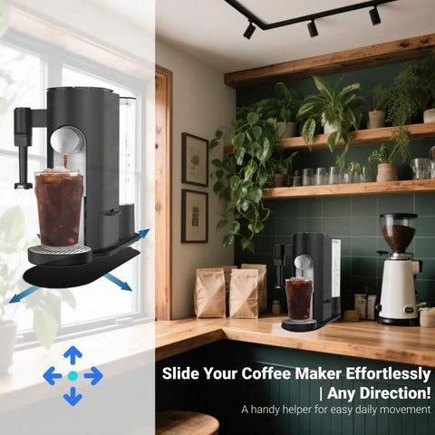 Sliding Pad For Single Serve Coffee Makers PB051 PB041 under espresso machine on kitchen counter