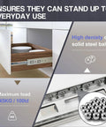 Heavy Duty 10 Inch Drawer Slides Set Built Tough with 3-Section Soft Close, showcasing ball bearing mute track, 100 lb capacity