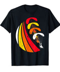 Black tee with colorful retro paraglider design, Lit Paragliding Paramotoring Tee For Paragliders And Skydivers for men and women.
