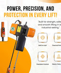 Beefy 2 Ton Electric Hoist With VFD Controls, 480V 3 Phase Power, 20 Ft Lift Height, Pendant Controller, Heavy Duty Electric Winch