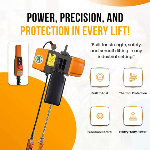 Beefy 2 Ton Electric Hoist With VFD Controls, 480V 3 Phase Power, 20 Ft Lift Height, Pendant Controller, Heavy Duty Electric Winch