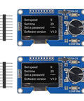 Two Pack 1.3 Inch OLED Display Module With EC11 Rotary Encoder Button I2C Interface LCD Screen For Arduino White Case SH1106 Driver Compatible Great For DIY Projects, Educational Prototyping, And Arduino Enthusiasts displayed with settings screen visible, including connectors.