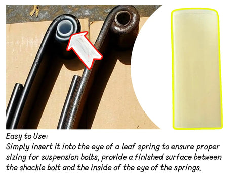 16 Piece Trailer Leaf Spring Bushing Kit With Heavy Duty Nylon Shackle Bushings For Double Eye Springs And Trailer Axle Equators Bolt On Replacement For 722106 Inner Diameter Nine Sixteenth Inch Outer Diameter Eleven Sixteenth Inch, nylon bushing close-up