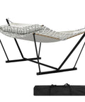 Two Person Hammock With Adjustable Steel Stand And Pillow For Easy Outdoor Lounging, Heavy Duty Portable Set, Handles Up To 450 Lbs