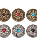 Flower Snap Button Kit With 16 Sets In 8 Styles Vintage Metal Flat Round Floral Fasteners For Sewing DIY Crafts Garment Making Mixed Color Alloy Buttons For Clothes And Decorations, 17mm