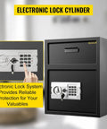 Depository Safe 1.7 Cubic Feet Carbon Steel With Electronic Code Lock, Deposit Slot, And Two Emergency Keys, shown installed.
