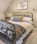 Brass Swing Arm Wall Sconce Set Of Two With Plug In Design 4500K Neutral White LED Adjustable Swivel Arm Lighting over bed