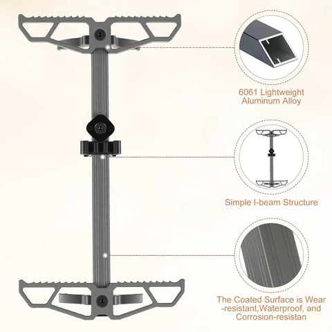 Lightweight 17.5 Inch Aluminum Climbing Sticks For Hunting showing aluminum alloy and I-beam structure with non-slip steps