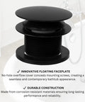 Mushroom Toe Drain Tub Trim Set With Floating Faceplate In Dope Matte Black Finish Easy Toe Activated Drain Plug No Hole Floating Plate