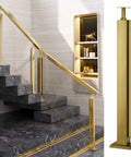 Hella Sturdy Gold Stainless Steel Deck Railing Posts For 10Mm To 12Mm Glass Panels Chef Kiss Finish on modern stair railing