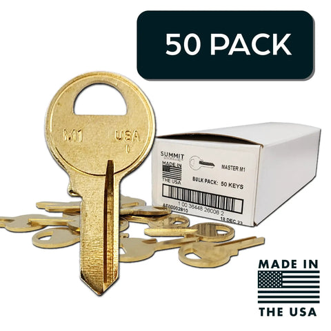 M1 Master Key Blanks in Premium Brass Uncut Keys for Home and Pro Use Great for Locksmiths and DIYers Pack of 50