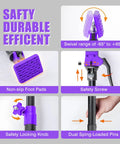 Heavy Duty Steel Drywall Jack Poles features, including non-slip foot pads and safety locking knob for stable support.