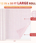 Clear Vinyl Transfer Tape Roll With Alignment Grid 12 Inch By 50 Feet For Silhouette Cameo showing red grid and white backing.