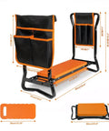 Gardening Bench Kneeler And Seat Folding Garden Chair All In One Multifunctional Kneeling Stool With Tool Bags On Both Sides Orange 16 Inch