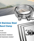 Stainless Steel 304 V Band Clamp Kit For Turbocharger Exhaust Two Pack Heavy Duty No Leak Design Features