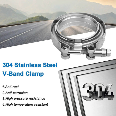 Stainless Steel 304 V Band Clamp Kit For Turbocharger Exhaust Two Pack Heavy Duty No Leak Design Features