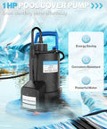 Badass High Power Automatic Pool Cover Pump With 3500 Gph Flow Submersible Sump Motor for efficient water removal.