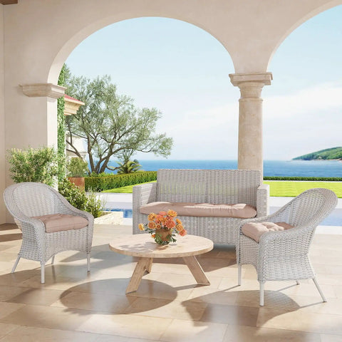 Outdoor Wicker Chair Cushions 3 Piece Set For Patio Furniture Includes One Loveseat Cushion 44x22x4 And Two U Shaped Cushions 22x22x4