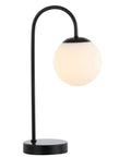 Mid Century Modern Glass Globe Table Lamp With White Shade And Black Base Dope Energy Saving LED Bulb Included Perfect Bedside Nightstand Light