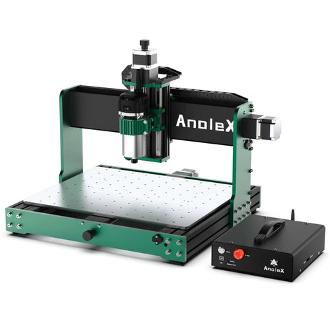 CNC Router Machine 4030-Evo Ultra 2 with all metal XYZ axes, dual steel linear guides and ball screws, 800W trim router, 6 speed settings.