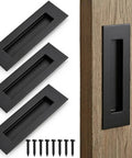 Four Pack 6 Inch Recessed Pocket Door Handles Flush Pulls For Sliding Barn Doors Pocket Doors Closets Cabinets And Drawers Matte Black Stainless Steel Hardware Space Saving Snag Free.