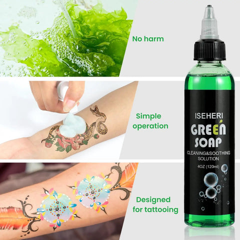 Ultra Concentrated Green Soap For Tats And Piercings With Foam Bottle 120ml 4OZ Clean Skin Gear Built For Safe Non Irritating Cleansing During Procedures And Aftercare, 120ml bottle
