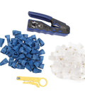 All In One Ethernet Crimping Tool For Cat5 Cat5e Cat6 Cat6A Pass Through Connectors Strips Cuts Crimps With Hardened Blades starter kit