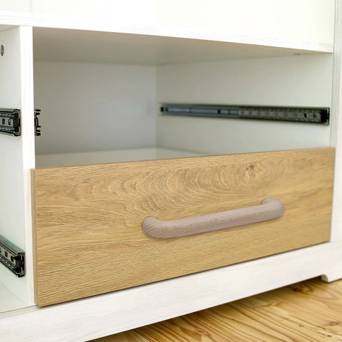 Beech Wood Drawer Pulls Unfinished Cabinet Handles For Kitchen Cupboards Dresser Wardrobes And Closets installed on drawer