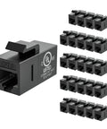 Cat6 RJ45 Keystone Coupler Female To Female Ethernet Jack Kit With No Fuss Easy Snap In, UL Listed, 25 Pack.