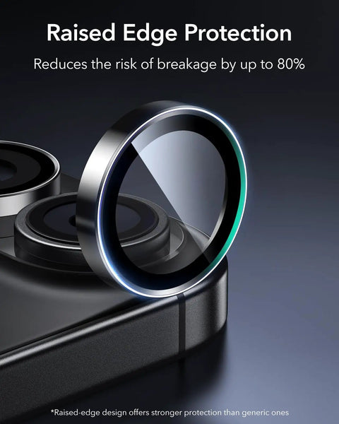Beefed Up Camera Lens Protector for iPhone 17 16 16 Plus, Ultra Tough HD Tempered Glass, raised edge for impact resistance