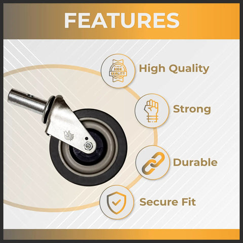 Image showcasing Beefy 5 Inch Swivel Caster Wheel With Thermoplastic Rubber Quiet Smooth Industrial Wheel and features.