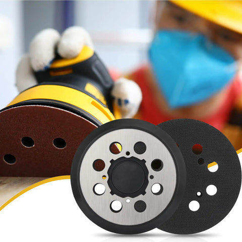 2 Pack 5 Inch 8 Hole Hook And Loop Orbital Sander Pad Replacement For DeWalt DWE6421 DWE6423 DCW210B, metal pad with 4 screw holes