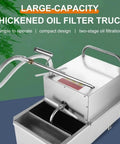 Heavy Duty 38L Commercial Oil Filtration Speed System For Deep Fryers with large capacity and stainless steel design.