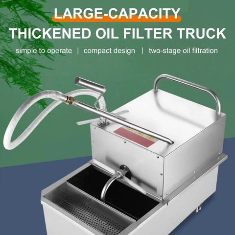 Heavy Duty 38L Commercial Oil Filtration Speed System For Deep Fryers with large capacity and stainless steel design.
