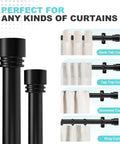 Extra Long Black Curtain Rod 240 Inches Heavy Duty 1 Inch Metal Drapery Rod supports various curtain styles