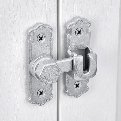 Kickass 90 And 180 Degree Barn Door Latch Built From Solid Silver Aluminum Alloy to secure doors and cabinets.