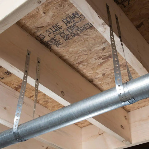 Galvanized Hanger Strap 28 Gauge Bagged Three Quarter Inch by 10 Feet For Quick No Fuss Pipe Hanging From Joists Or Rafters Durable Steel Support