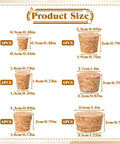 Natural Cork Stoppers Set For Glass Bottles 36 Pieces With Six Handy Sizes showing product dimensions and quantity
