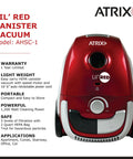 Little Red Portable Canister Vacuum Boasts Two Quart HEPA Filter And Variable Speed Motor For Crushing Dust And Grime Like A Total Champ On Every Floor Surface Today