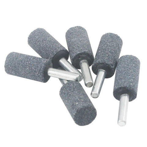 Six Piece 16 mm Cylinder Grinding Stones With One Quarter Inch Shank Aluminum Oxide Mounted Grinding Bits For Drill And Rotary Tools