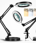 10X Magnifying Glass With LED Light, Adjustable Stand And Clamp Desk Lamp, Big Hands Free Magnifier For Crafts And Jewelry Making