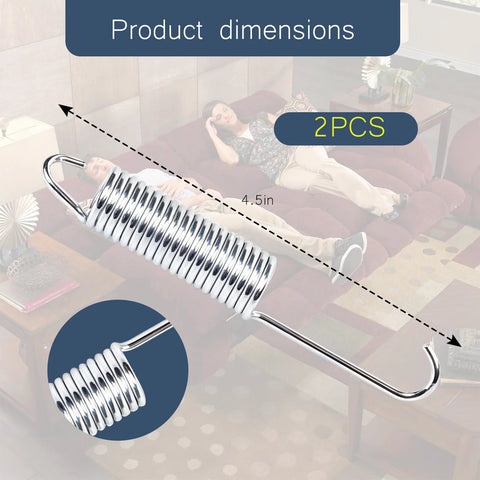 Recliner tension springs, 4.5-inch stainless steel, 2-pack with long-neck hooks